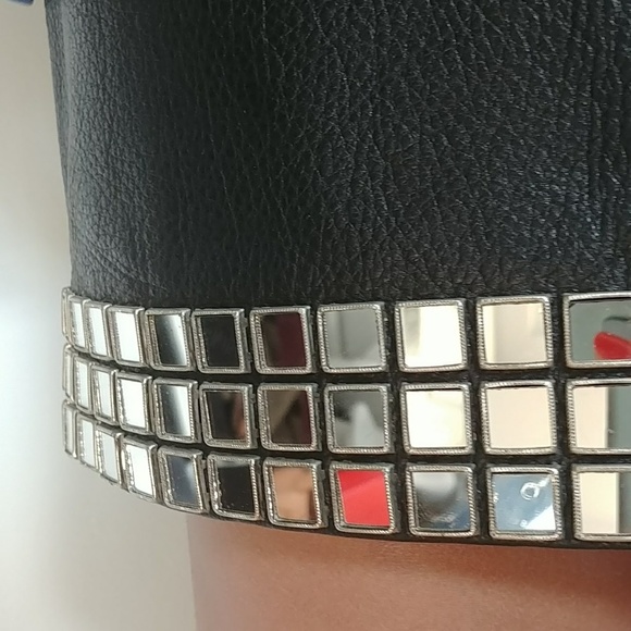 MOSCHINO LEATHER SKIRT WITH MIRROR HEM IT46 - Picture 2 of 6